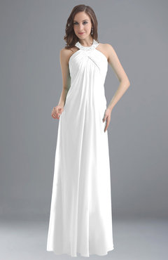 ColsBM Maeve White Classic A-line Halter Backless Floor Length Bridesmaid Dresses
