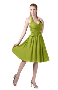 ColsBM Corinne Green Oasis Modest Sleeveless Zip up Chiffon Knee Length Ruching Party Dresses