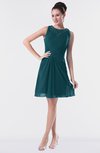 ColsBM Fatima Blue Green Modest Sheath Sleeveless Knee Length Beaded Homecoming Dresses