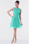 ColsBM Fatima Blue Turquoise Modest Sheath Sleeveless Knee Length Beaded Homecoming Dresses