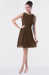 ColsBM Fatima Chocolate Brown Modest Sheath Sleeveless Knee Length Beaded Homecoming Dresses