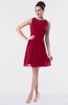 ColsBM Fatima Dark Red Modest Sheath Sleeveless Knee Length Beaded Homecoming Dresses