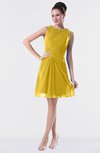 ColsBM Fatima Lemon Curry Modest Sheath Sleeveless Knee Length Beaded Homecoming Dresses