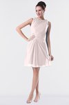ColsBM Fatima Light Pink Modest Sheath Sleeveless Knee Length Beaded Homecoming Dresses