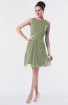 ColsBM Fatima Moss Green Modest Sheath Sleeveless Knee Length Beaded Homecoming Dresses