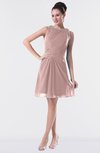ColsBM Fatima Nectar Pink Modest Sheath Sleeveless Knee Length Beaded Homecoming Dresses
