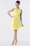 ColsBM Fatima Pastel Yellow Modest Sheath Sleeveless Knee Length Beaded Homecoming Dresses