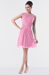 ColsBM Fatima Pink Modest Sheath Sleeveless Knee Length Beaded Homecoming Dresses