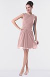 ColsBM Fatima Silver Pink Modest Sheath Sleeveless Knee Length Beaded Homecoming Dresses