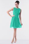 ColsBM Fatima Viridian Green Modest Sheath Sleeveless Knee Length Beaded Homecoming Dresses