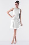 ColsBM Fatima White Modest Sheath Sleeveless Knee Length Beaded Homecoming Dresses