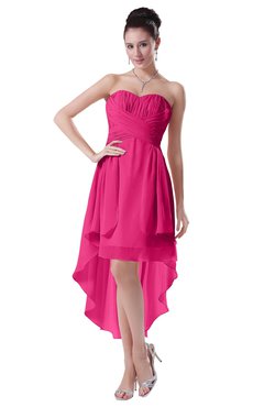 ColsBM Victoria Fandango Pink Hawaiian A-line Sleeveless Chiffon Tea Length Ruching Evening Dresses