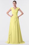 ColsBM Valerie Daffodil Antique A-line V-neck Lace up Chiffon Floor Length Evening Dresses