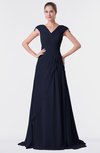 ColsBM Valerie Dark Sapphire Antique A-line V-neck Lace up Chiffon Floor Length Evening Dresses