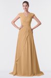 ColsBM Valerie Desert Mist Antique A-line V-neck Lace up Chiffon Floor Length Evening Dresses