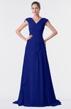ColsBM Valerie Electric Blue Antique A-line V-neck Lace up Chiffon Floor Length Evening Dresses