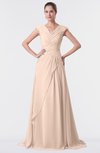ColsBM Valerie Fresh Salmon Antique A-line V-neck Lace up Chiffon Floor Length Evening Dresses