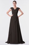 ColsBM Valerie Fudge Brown Antique A-line V-neck Lace up Chiffon Floor Length Evening Dresses