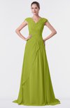 ColsBM Valerie Green Oasis Antique A-line V-neck Lace up Chiffon Floor Length Evening Dresses