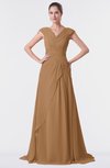 ColsBM Valerie Light Brown Antique A-line V-neck Lace up Chiffon Floor Length Evening Dresses