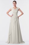 ColsBM Valerie Off White Antique A-line V-neck Lace up Chiffon Floor Length Evening Dresses
