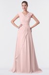 ColsBM Valerie Pastel Pink Antique A-line V-neck Lace up Chiffon Floor Length Evening Dresses