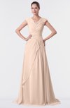 ColsBM Valerie Peach Puree Antique A-line V-neck Lace up Chiffon Floor Length Evening Dresses