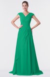 ColsBM Valerie Sea Green Antique A-line V-neck Lace up Chiffon Floor Length Evening Dresses