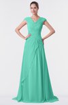 ColsBM Valerie Seafoam Green Antique A-line V-neck Lace up Chiffon Floor Length Evening Dresses