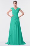 ColsBM Valerie Viridian Green Antique A-line V-neck Lace up Chiffon Floor Length Evening Dresses