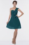 ColsBM Emmy Blue Green Romantic One Shoulder Sleeveless Backless Ruching Bridesmaid Dresses