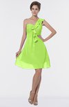 ColsBM Emmy Bright Green Romantic One Shoulder Sleeveless Backless Ruching Bridesmaid Dresses
