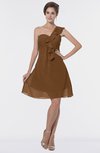 ColsBM Emmy Brown Romantic One Shoulder Sleeveless Backless Ruching Bridesmaid Dresses