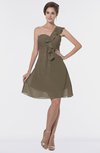 ColsBM Emmy Carafe Brown Romantic One Shoulder Sleeveless Backless Ruching Bridesmaid Dresses