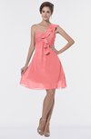 ColsBM Emmy Coral Romantic One Shoulder Sleeveless Backless Ruching Bridesmaid Dresses