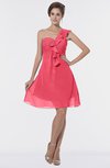 ColsBM Emmy Guava Romantic One Shoulder Sleeveless Backless Ruching Bridesmaid Dresses