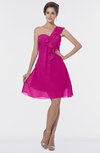 ColsBM Emmy Hot Pink Romantic One Shoulder Sleeveless Backless Ruching Bridesmaid Dresses