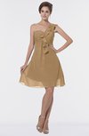 ColsBM Emmy Indian Tan Romantic One Shoulder Sleeveless Backless Ruching Bridesmaid Dresses