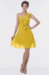 ColsBM Emmy Lemon Curry Romantic One Shoulder Sleeveless Backless Ruching Bridesmaid Dresses
