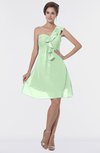 ColsBM Emmy Light Green Romantic One Shoulder Sleeveless Backless Ruching Bridesmaid Dresses