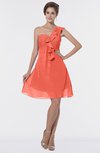 ColsBM Emmy Living Coral Romantic One Shoulder Sleeveless Backless Ruching Bridesmaid Dresses