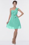 ColsBM Emmy Mint Green Romantic One Shoulder Sleeveless Backless Ruching Bridesmaid Dresses