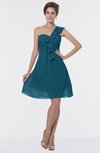 ColsBM Emmy Moroccan Blue Romantic One Shoulder Sleeveless Backless Ruching Bridesmaid Dresses