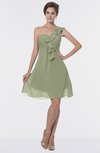 ColsBM Emmy Moss Green Romantic One Shoulder Sleeveless Backless Ruching Bridesmaid Dresses