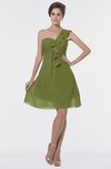 ColsBM Emmy Olive Green Romantic One Shoulder Sleeveless Backless Ruching Bridesmaid Dresses
