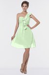 ColsBM Emmy Pale Green Romantic One Shoulder Sleeveless Backless Ruching Bridesmaid Dresses