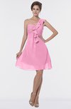 ColsBM Emmy Pink Romantic One Shoulder Sleeveless Backless Ruching Bridesmaid Dresses