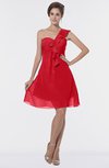 ColsBM Emmy Red Romantic One Shoulder Sleeveless Backless Ruching Bridesmaid Dresses