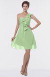 ColsBM Emmy Sage Green Romantic One Shoulder Sleeveless Backless Ruching Bridesmaid Dresses