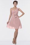ColsBM Emmy Silver Pink Romantic One Shoulder Sleeveless Backless Ruching Bridesmaid Dresses